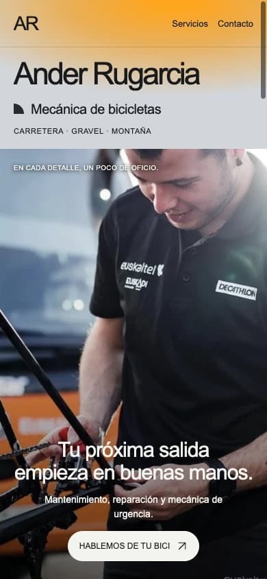 Portada móvil de la web de Ander Rugarcia
