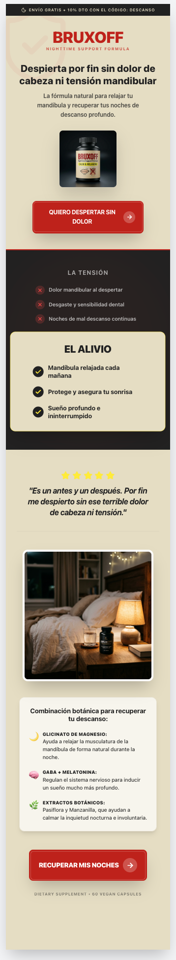 Captura del email de Bruxoff