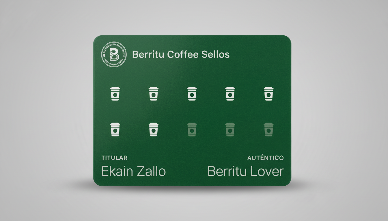 Tarjeta de fidelidad Berritu Coffee Sellos