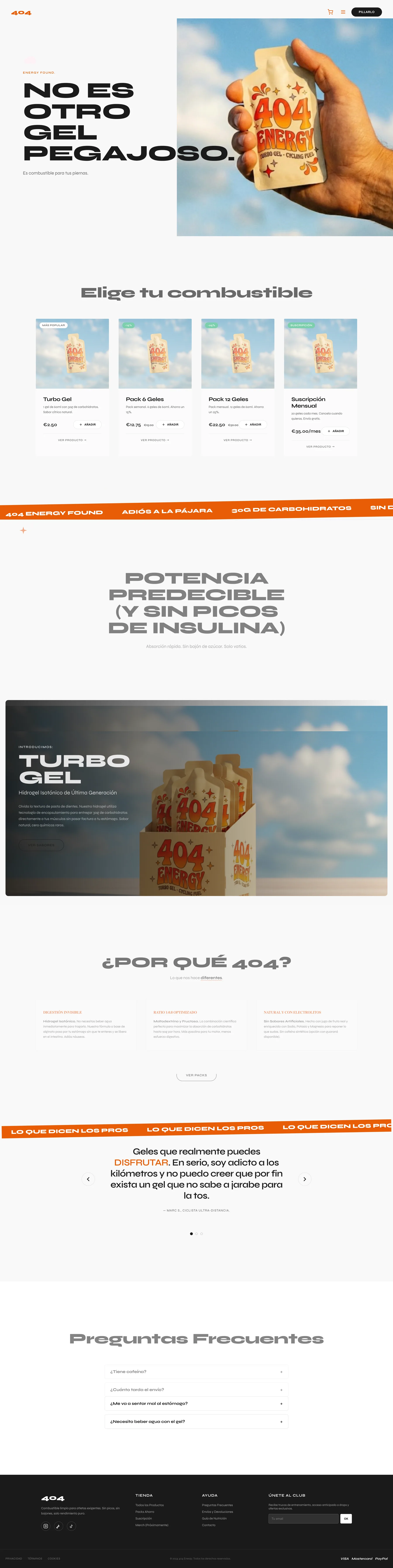 Captura completa de la home de 404 Energy