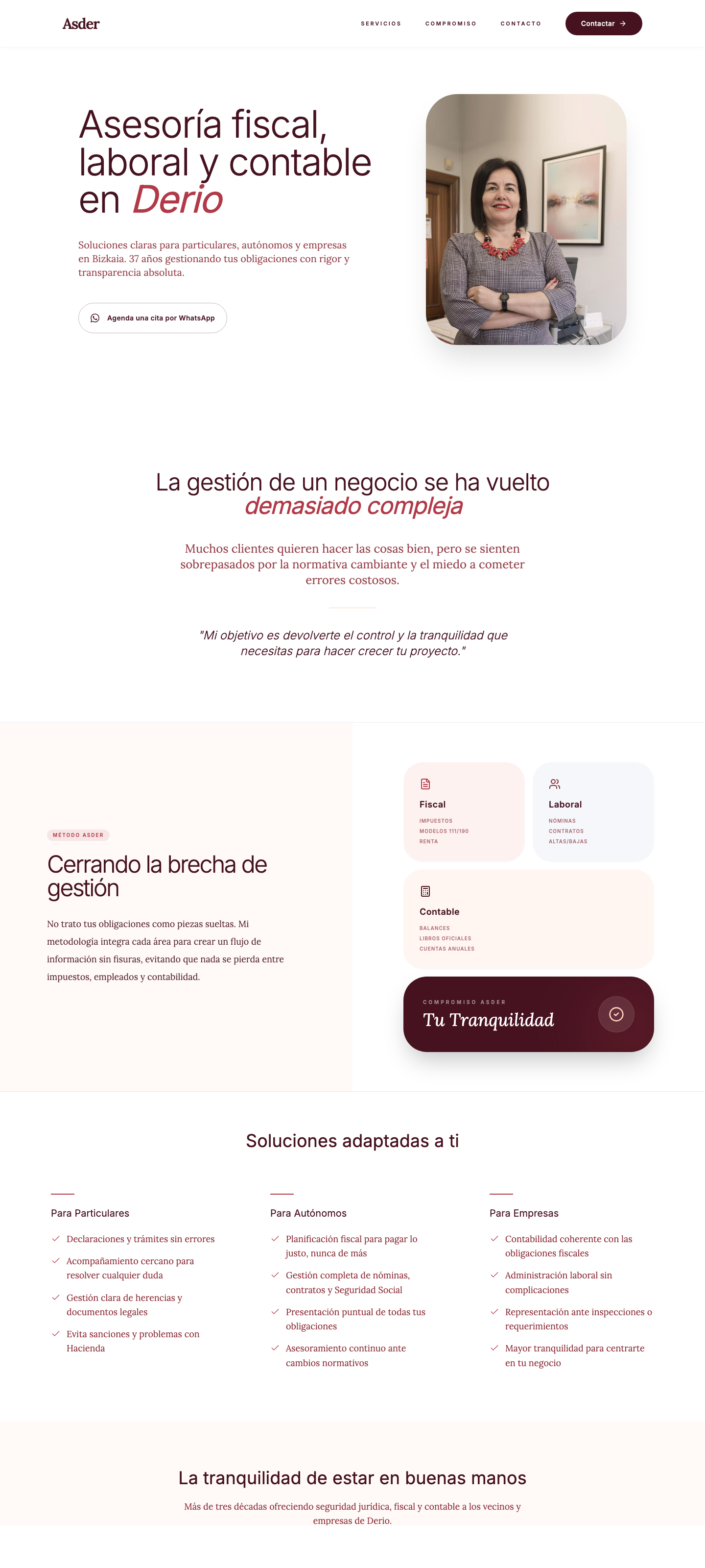 Asder Asesoría — Web corporativa a código